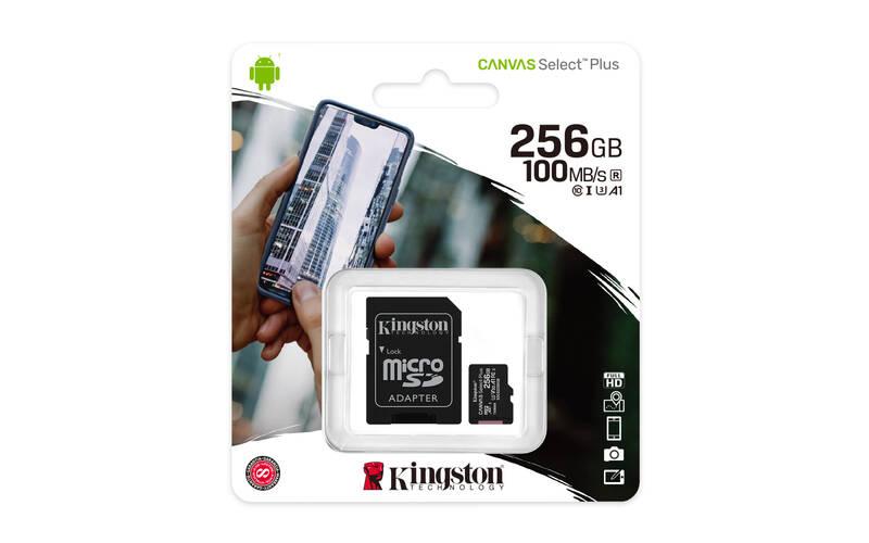 Paměťová karta Kingston Canvas Select Plus MicroSDXC 256GB UHS-I U1 adapter, Paměťová, karta, Kingston, Canvas, Select, Plus, MicroSDXC, 256GB, UHS-I, U1, adapter