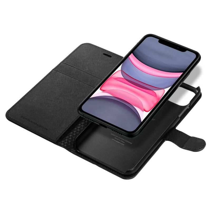 Pouzdro na mobil flipové Spigen Wallet S pro Apple iPhone 11 černé