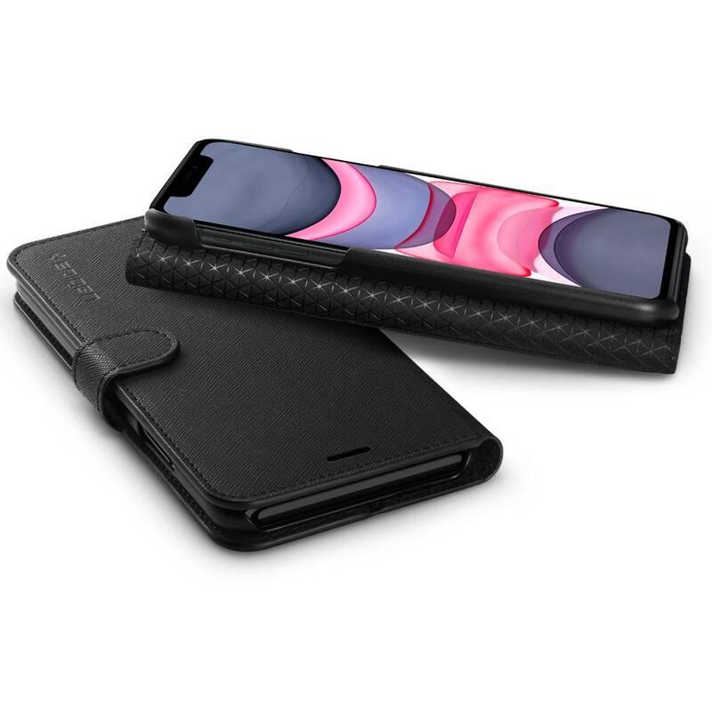 Pouzdro na mobil flipové Spigen Wallet S pro Apple iPhone 11 černé, Pouzdro, na, mobil, flipové, Spigen, Wallet, S, pro, Apple, iPhone, 11, černé