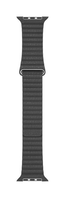 Řemínek Apple 44mm Black Leather Loop - Medium, Řemínek, Apple, 44mm, Black, Leather, Loop, Medium