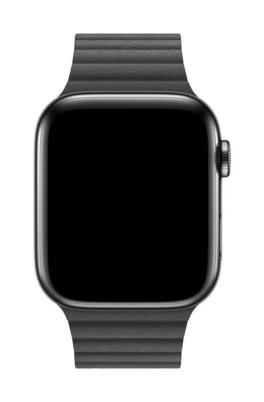 Řemínek Apple 44mm Black Leather Loop - Medium