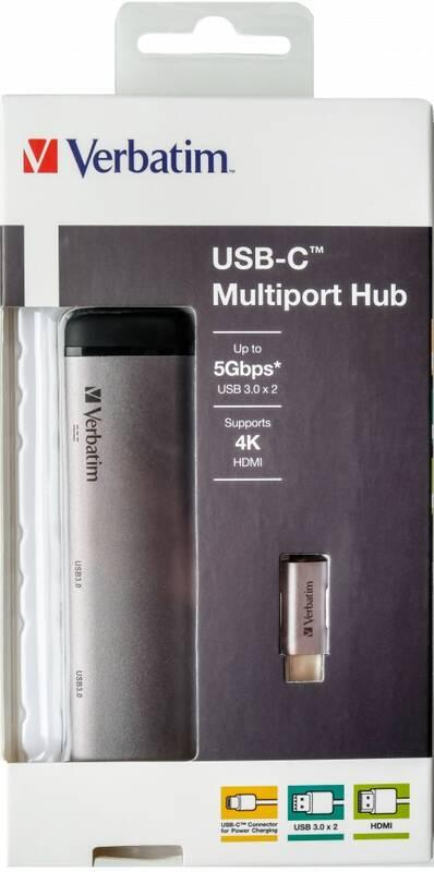 USB Hub Verbatim USB-C 2x USB 3.0, USB-C, HDMI šedý