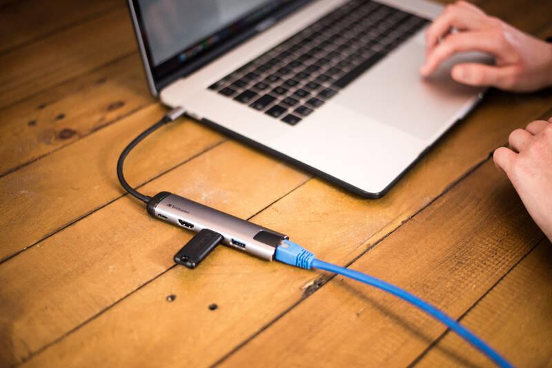 USB Hub Verbatim USB-C 2xUSB 3.0, HDMI, RJ45 šedý