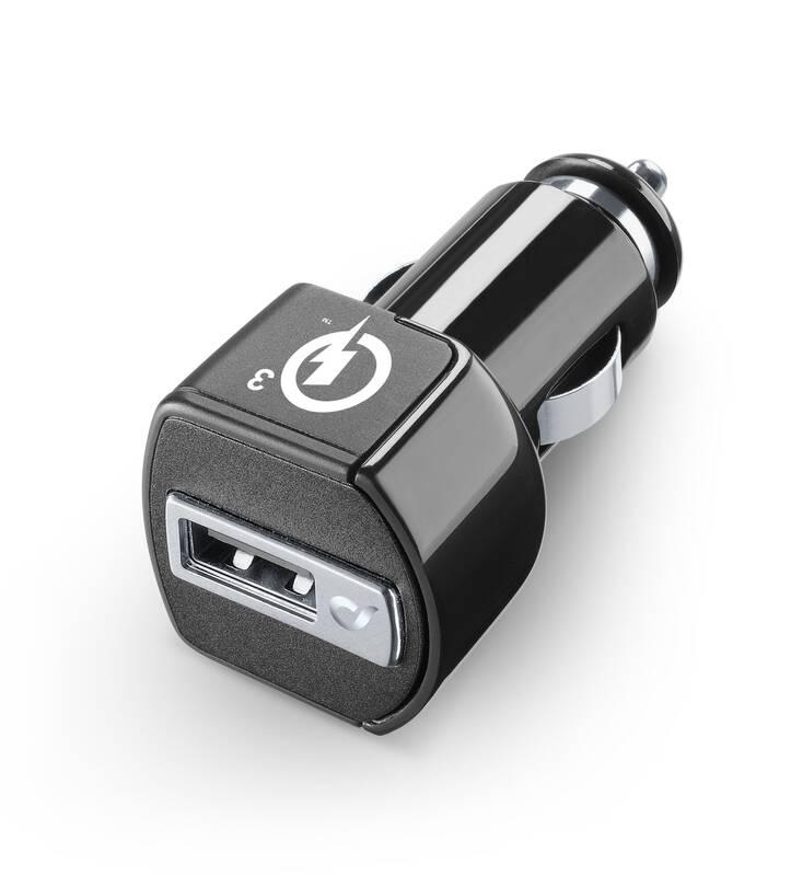 Adaptér do auta CellularLine 18W, QC 3.0 USB-C kabel 1m černý, Adaptér, do, auta, CellularLine, 18W, QC, 3.0, USB-C, kabel, 1m, černý