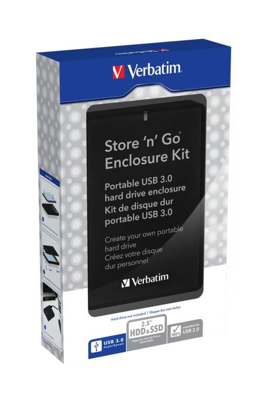 Box na HDD Verbatim pro 2,5" HDD SATA, USB 3.0 černý