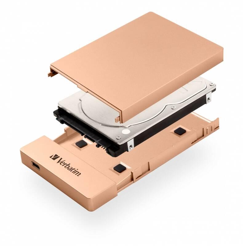Box na HDD Verbatim pro 2,5" HDD SATA, USB-C USB 3.1. Gen2 růžový