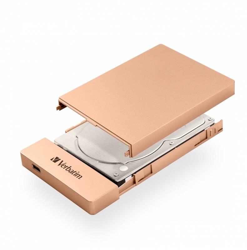 Box na HDD Verbatim pro 2,5" HDD SATA, USB-C USB 3.1. Gen2 růžový