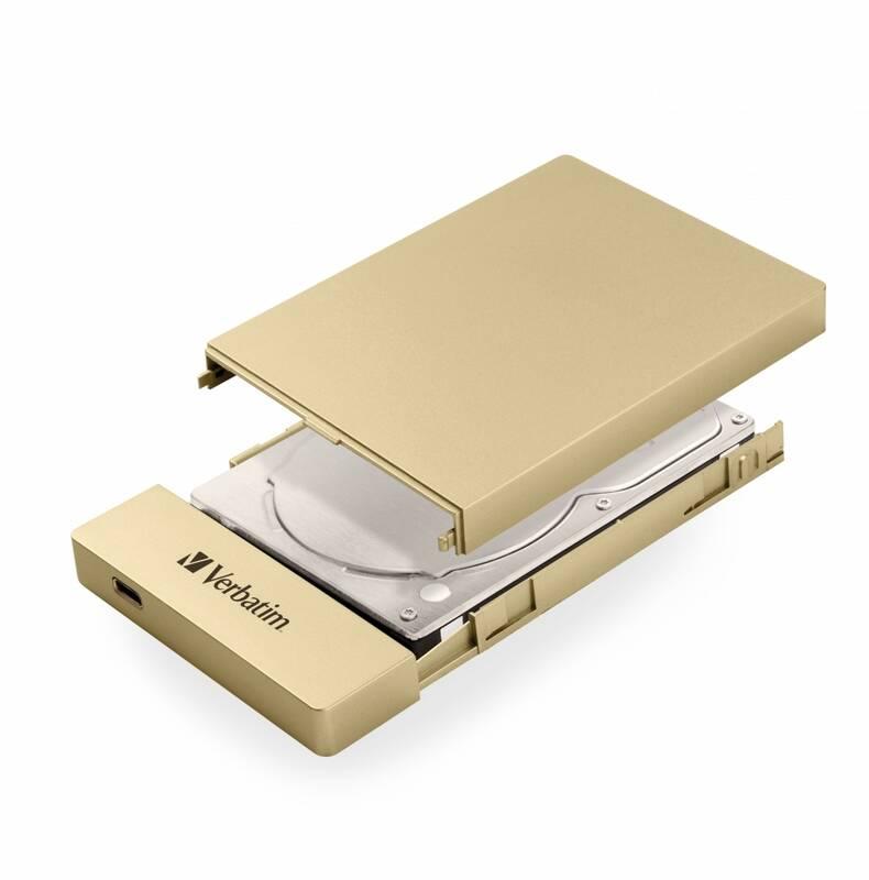 Box na HDD Verbatim pro 2,5" HDD SATA, USB-C USB 3.1. Gen2 zlatý