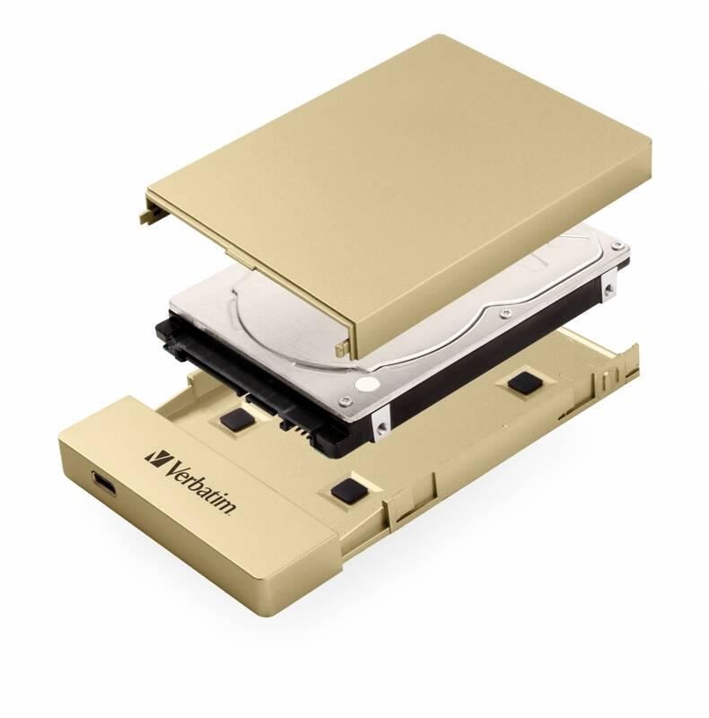 Box na HDD Verbatim pro 2,5" HDD SATA, USB-C USB 3.1. Gen2 zlatý