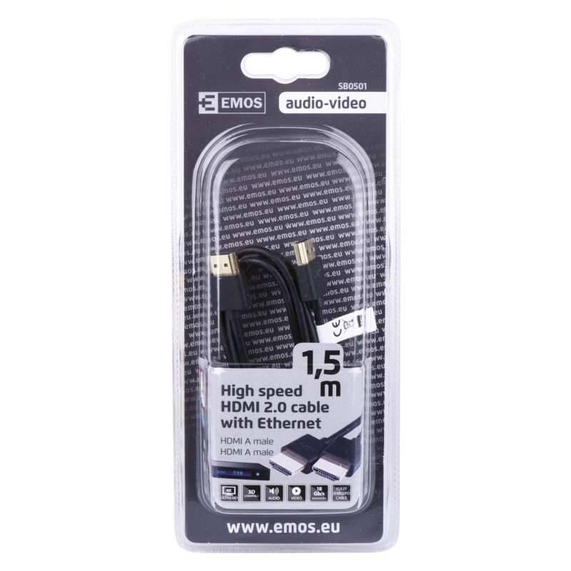 Kabel EMOS HDMI HDMI, 1,5m černý