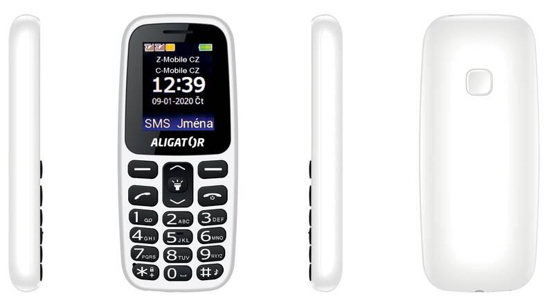 Mobilní telefon Aligator A220 Senior Dual SIM bílý, Mobilní, telefon, Aligator, A220, Senior, Dual, SIM, bílý