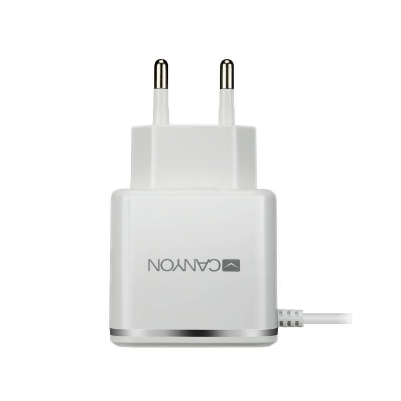 Nabíječka do sítě Canyon 1x USB, Lightning kabel 1m bílá