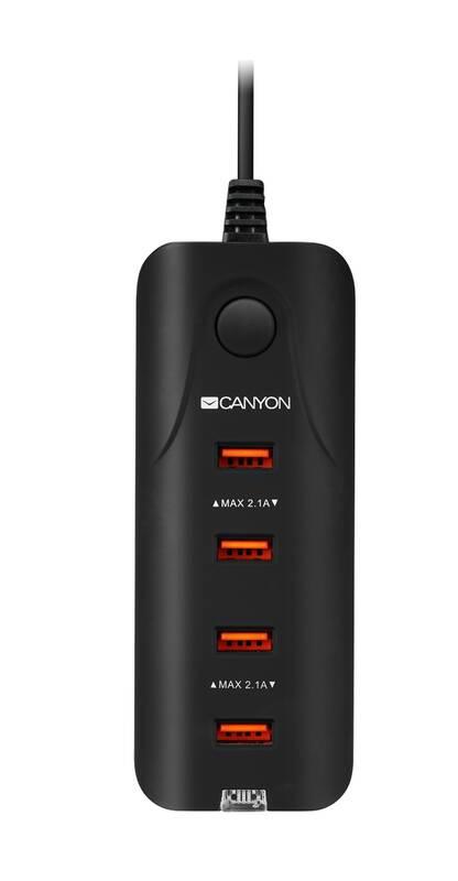 Nabíječka do sítě Canyon 4X USB černá, Nabíječka, do, sítě, Canyon, 4X, USB, černá