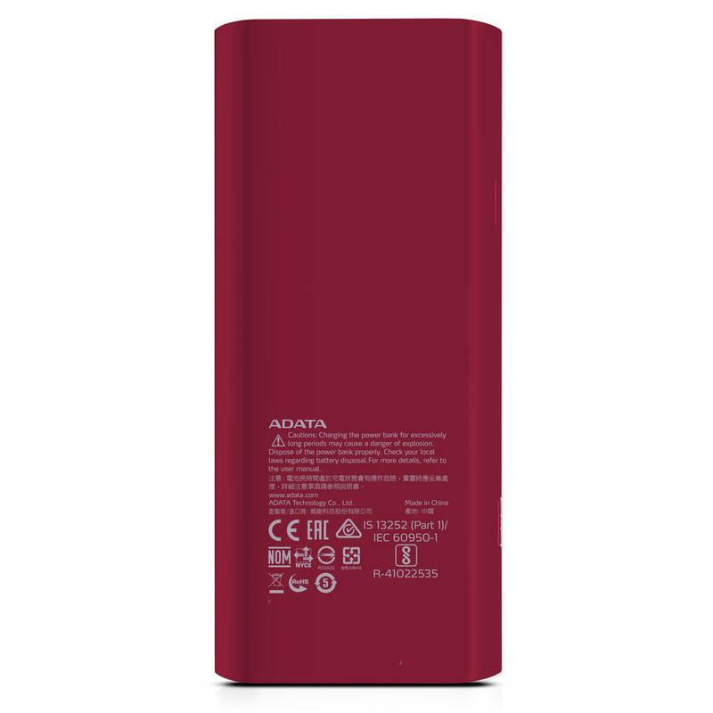 Powerbank ADATA P12500D 12500mAh červená