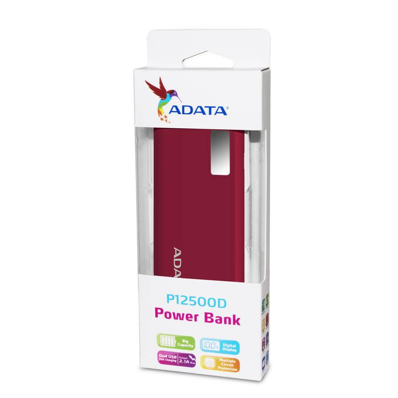 Powerbank ADATA P12500D 12500mAh červená