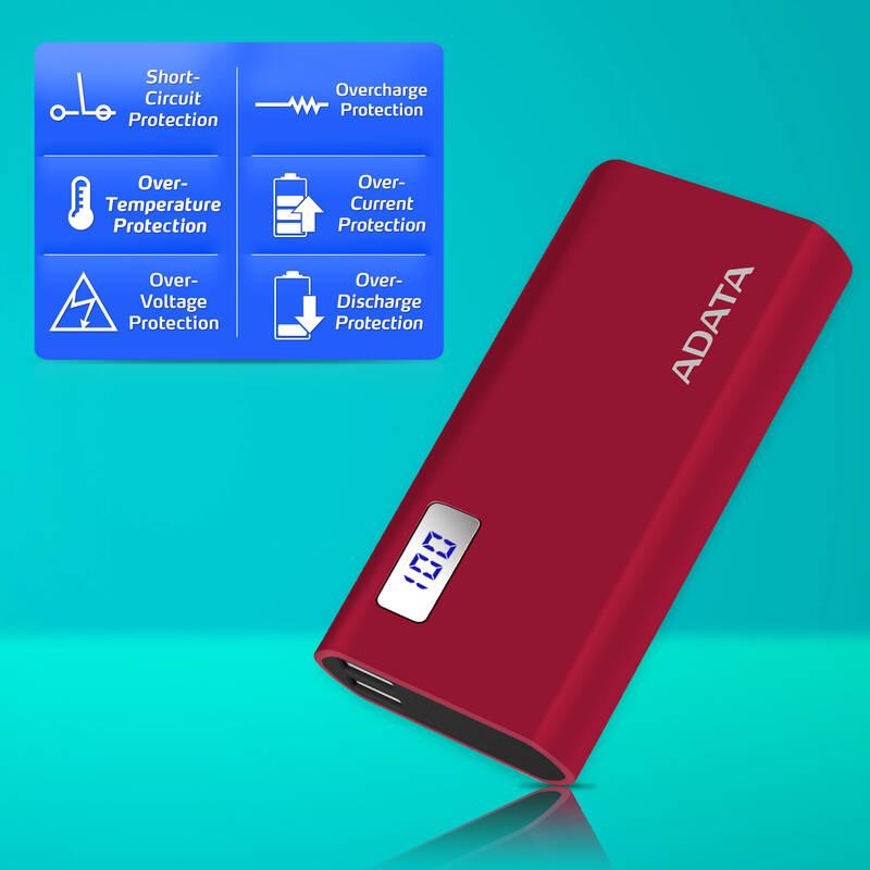 Powerbank ADATA P12500D 12500mAh červená