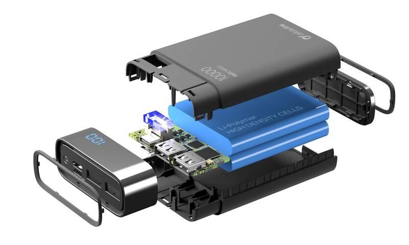 Powerbank CellularLine FreePower Manta HD 10000mAh, USB-C PD, QC 3.0 černá