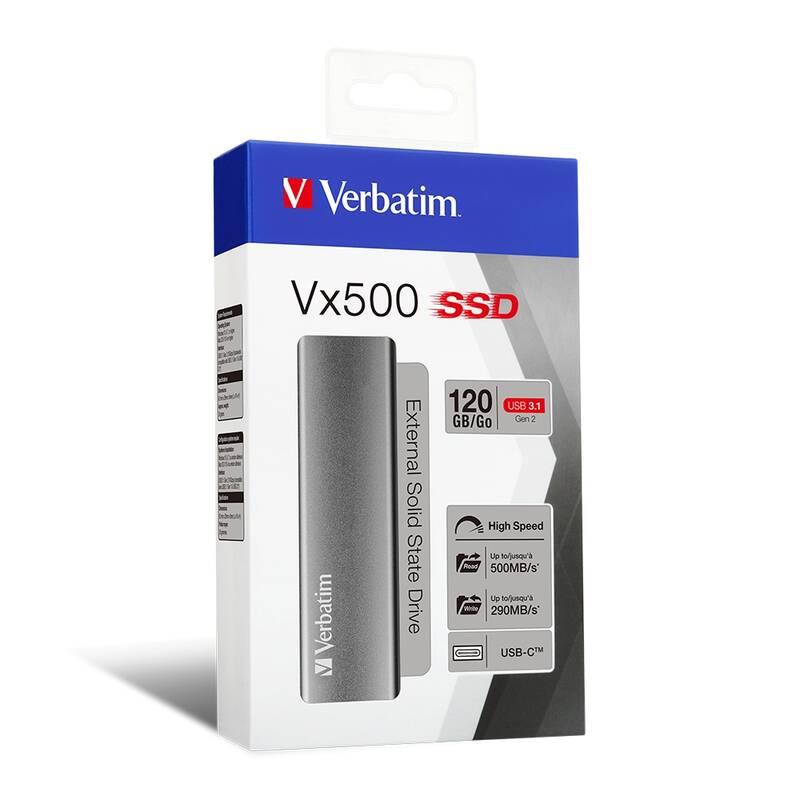SSD externí Verbatim Vx500 120GB stříbrný