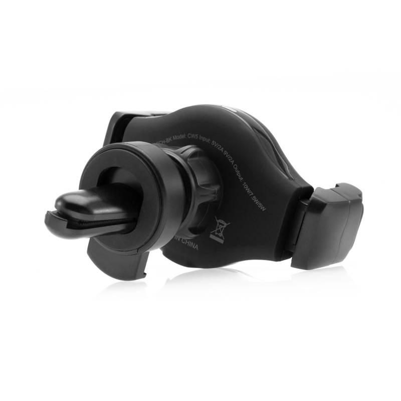 Držák na mobil FIXED Roll do mřížky ventilace, bezdrátové nabíjení černý