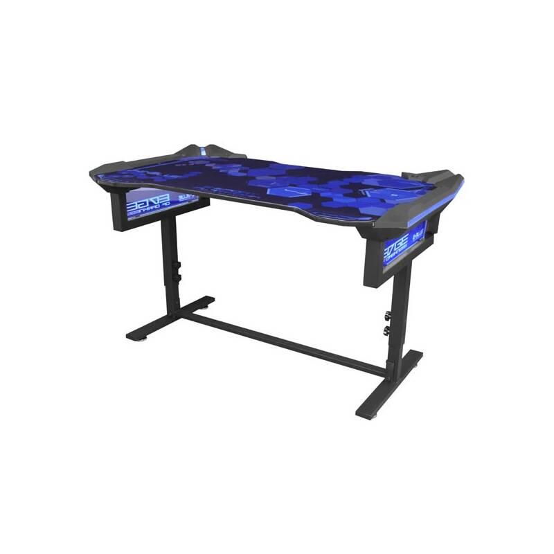 Herní stůl E-Blue 135x78,5 cm, RGB podsvícení, výškově nastavitelný, s podložkou pod myš černý modrý, Herní, stůl, E-Blue, 135x78,5, cm, RGB, podsvícení, výškově, nastavitelný, s, podložkou, pod, myš, černý, modrý