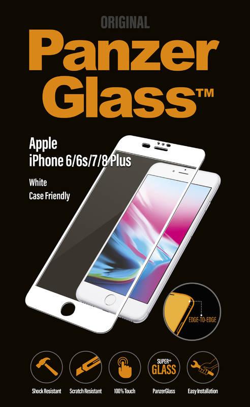 Ochranné sklo PanzerGlass Edge-to-Edge pro Apple iPhone 6 6s 7 8 Plus bílé