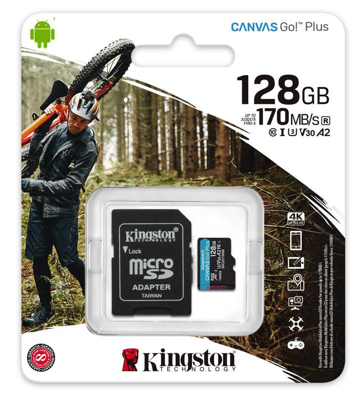 Paměťová karta Kingston Canvas Go! Plus MicroSDXC 128GB UHS-I U3 adaptér