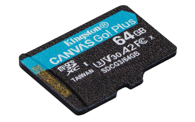Paměťová karta Kingston Canvas Go! Plus MicroSDXC 64GB UHS-I U3, Paměťová, karta, Kingston, Canvas, Go!, Plus, MicroSDXC, 64GB, UHS-I, U3