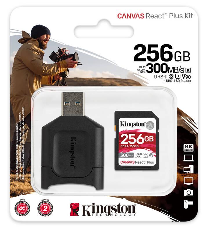 Paměťová karta Kingston Canvas React Plus SDXC 256GB UHS-II U3 čtečka