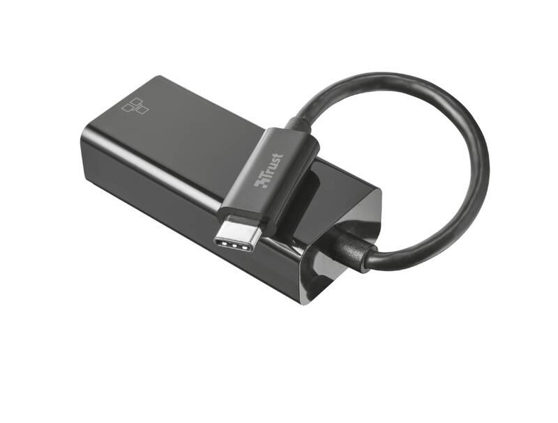 Redukce Trust USB-C RJ45 černá, Redukce, Trust, USB-C, RJ45, černá