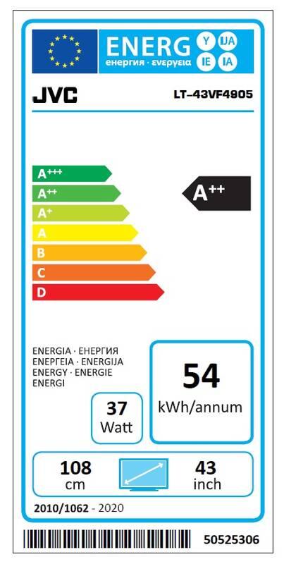 Televize JVC LT-43VF4905 černá, Televize, JVC, LT-43VF4905, černá
