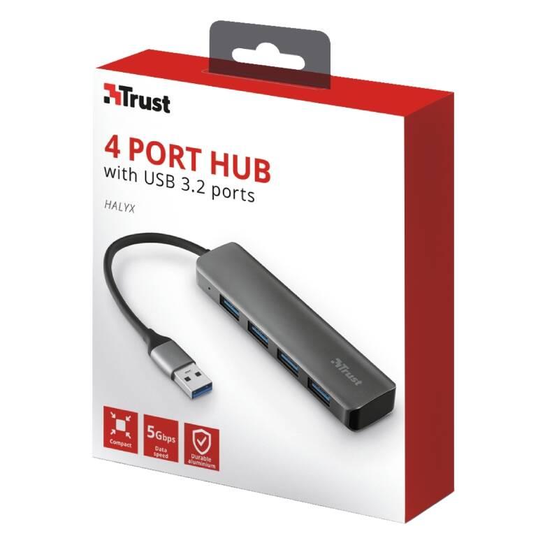 USB Hub Trust Halyx USB 4x USB 3.2 stříbrný