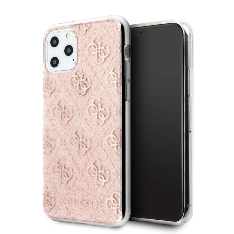 Kryt na mobil Guess 4G Glitter pro iPhone 11 Pro Max růžový