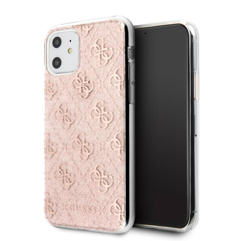 Kryt na mobil Guess 4G Glitter pro iPhone 11 růžový