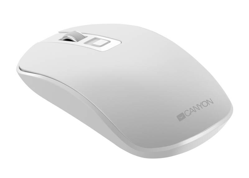 Myš Canyon CNS-CMSW18PW, tichá, bezdrátové nabíjení bílá