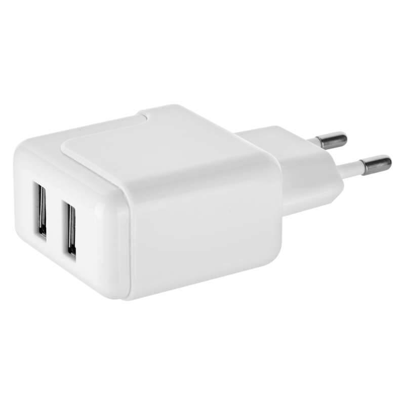 Nabíječka do sítě EMOS 1x USB, Micro USB kabel, USB-C redukce, 1m bílá
