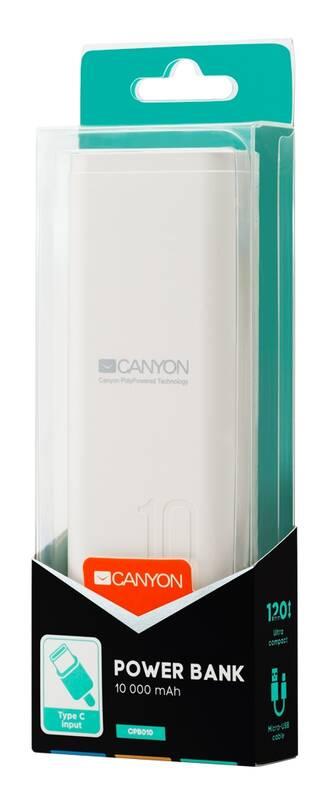 Powerbank Canyon 10000 mAh. USB-C bílá