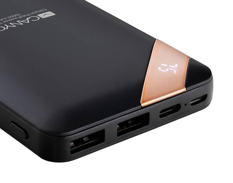 Powerbank Canyon 10000 mAh, USB-C, s digitálnim displejem černá