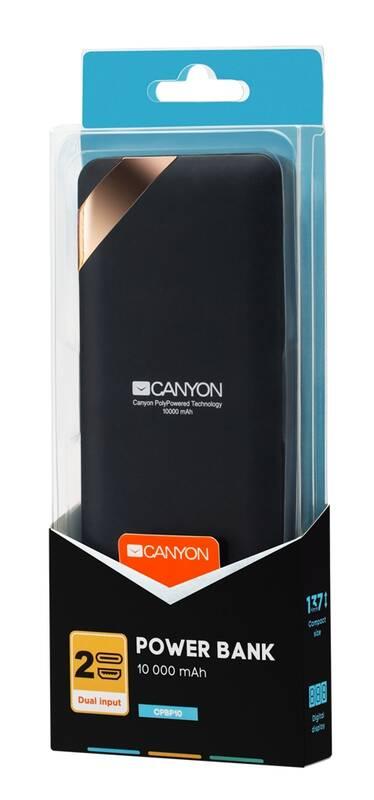 Powerbank Canyon 10000 mAh, USB-C, s digitálnim displejem černá, Powerbank, Canyon, 10000, mAh, USB-C, s, digitálnim, displejem, černá