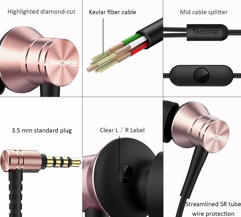Sluchátka 1More Piston Fit růžová