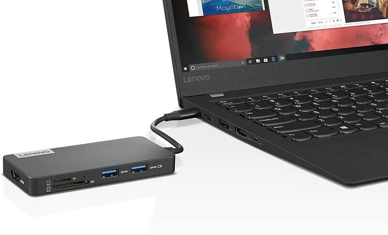 Dokovací stanice Lenovo USB-C 2x USB 3.0, USB 2.0, HDMI 1.4, TF Card Reader, SD Card Reader, USB-C černá