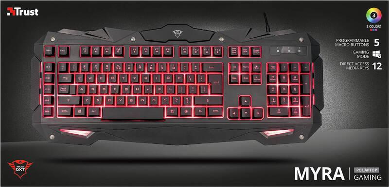 Klávesnice Trust GXT Gaming GXT 840 Myra CZ SK černá