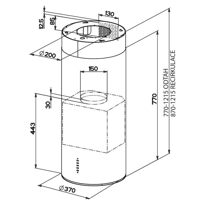 Odsavač par Faber CYLINDRA ISOLA PLUS EV8 BK MATT A37 černý, Odsavač, par, Faber, CYLINDRA, ISOLA, PLUS, EV8, BK, MATT, A37, černý