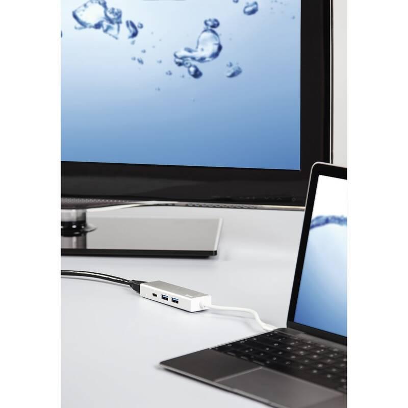 USB Hub Hama USB-C 2x USB, USB-C, HDMI stříbrný