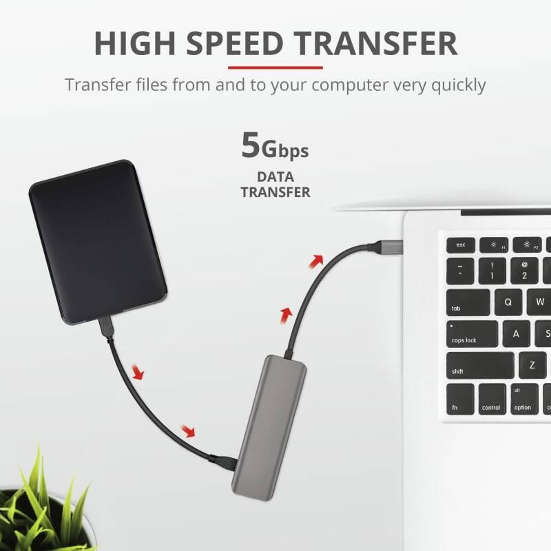 USB Hub Trust Halyx USB-C 4x USB 3.2 stříbrný