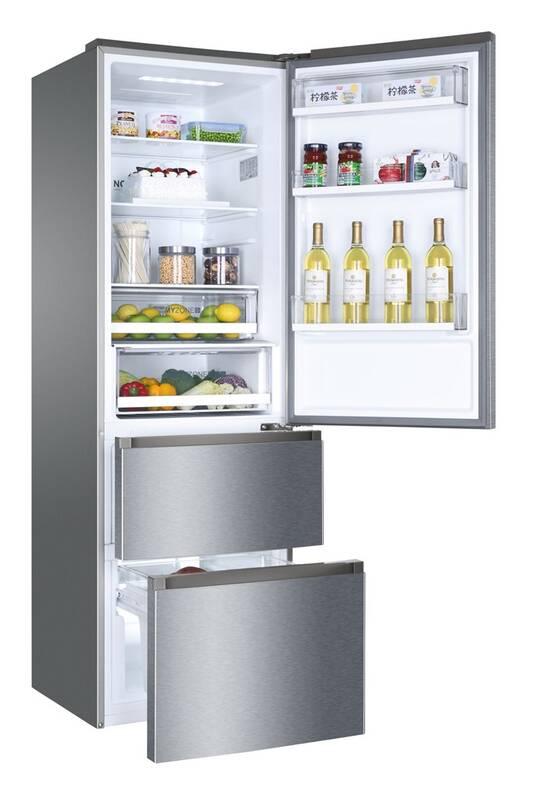 Chladnička s mrazničkou Haier A3FE835CGJE titanium