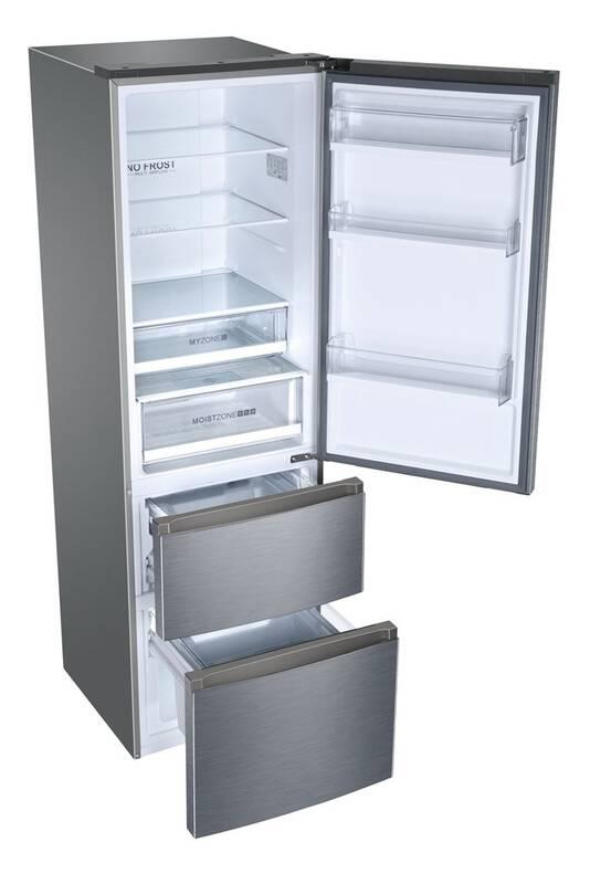 Chladnička s mrazničkou Haier A3FE835CGJE titanium