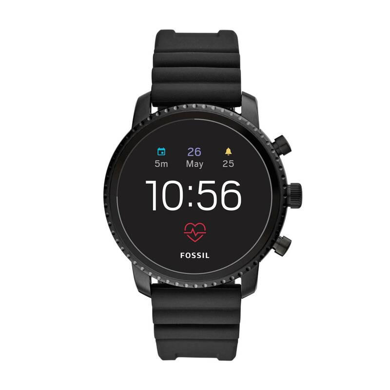 Chytré hodinky Fossil Explorist HR - Black Silicone