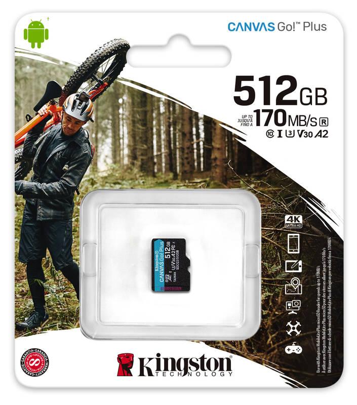Paměťová karta Kingston Canvas Go! Plus MicroSDXC 512GB UHS-I U3, Paměťová, karta, Kingston, Canvas, Go!, Plus, MicroSDXC, 512GB, UHS-I, U3