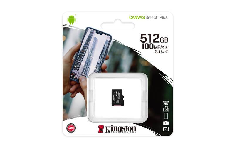 Paměťová karta Kingston Canvas Select Plus MicroSDXC 512GB UHS-I U1, Paměťová, karta, Kingston, Canvas, Select, Plus, MicroSDXC, 512GB, UHS-I, U1