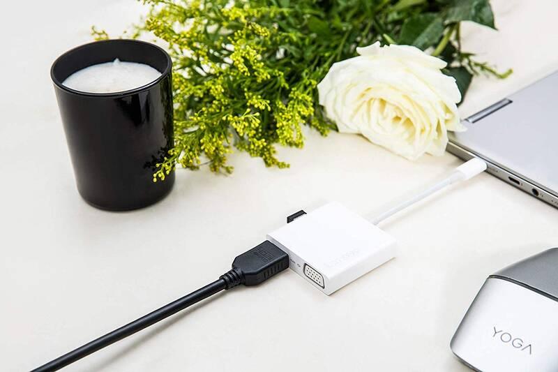 USB Hub Lenovo USB-C 4K HDMI, VGA, USB 3.0 bílý